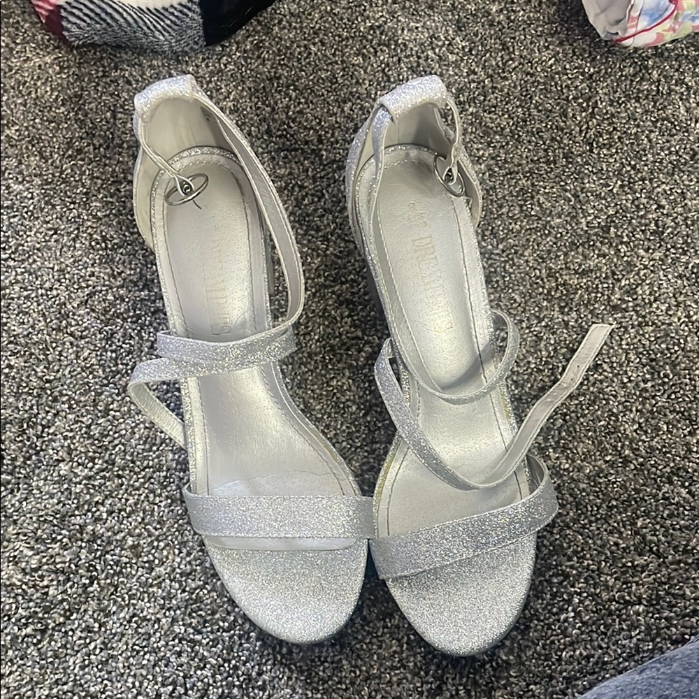 Amazon Silver Glitter Heels